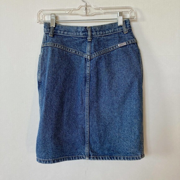 VTG 1980s Guess Button Front Jean Skirt Denim Georges Marciano Sz 28 - Picture 2 of 5
